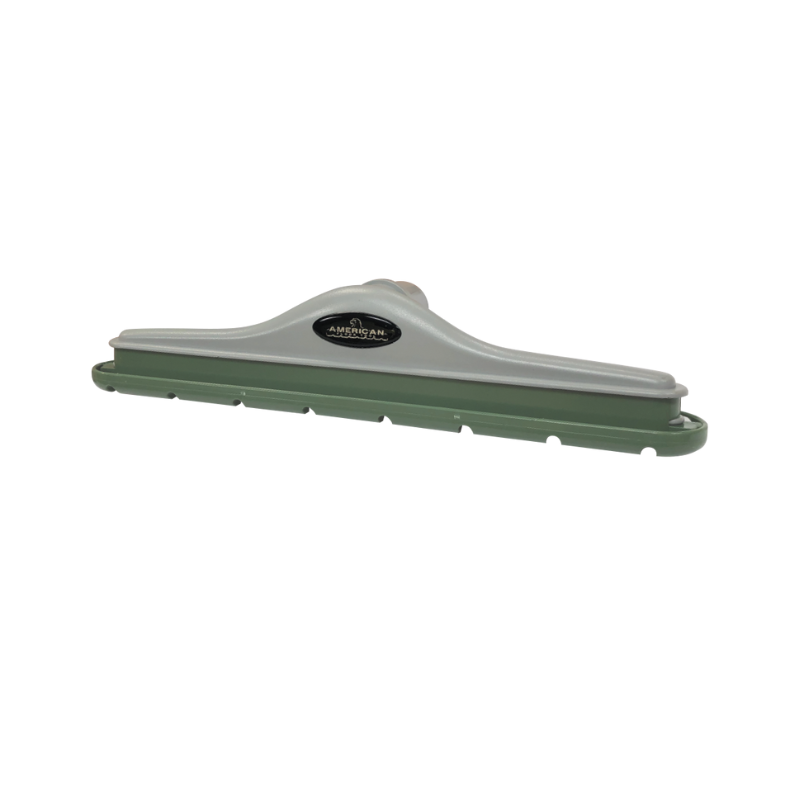 Mosquito 10 Quart Pulse Power Battery Backpack floor squeegee head with green rubber blade and american squeegee branding.
