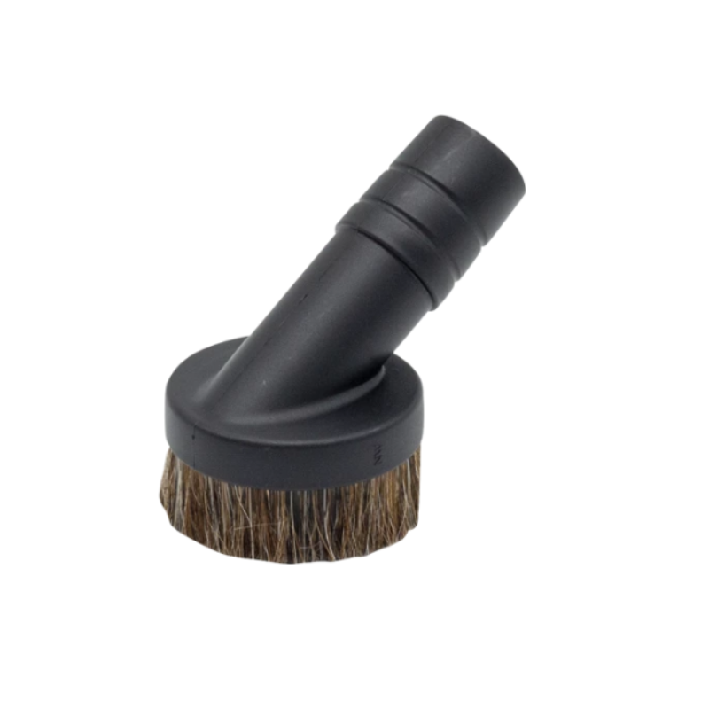 Mosquito 10 Quart Pulse Power Battery Backpack round vacuum brush attachment with angled neck and brown bristles.