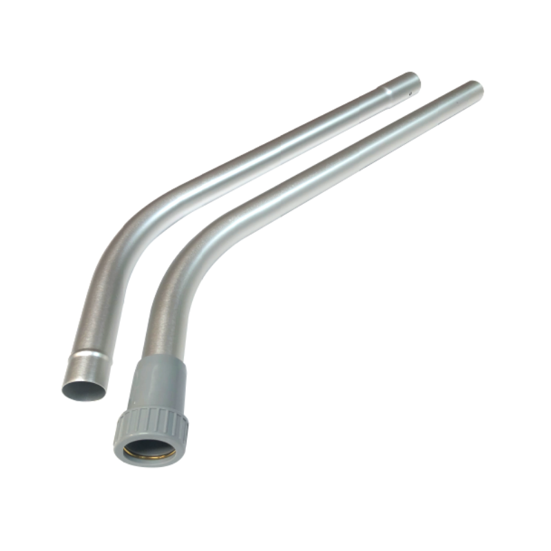 Mosquito 10 Quart Pulse Power Battery Backpack silver metallic vacuum extension wands with curved ends.