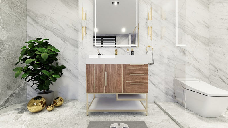 Bethany 36" Freestanding Modern Vanity in White Oak