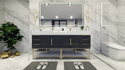 Bethany 72" Freestanding Modern Vanity in Gloss Gray with Double Sink, Side Drawers