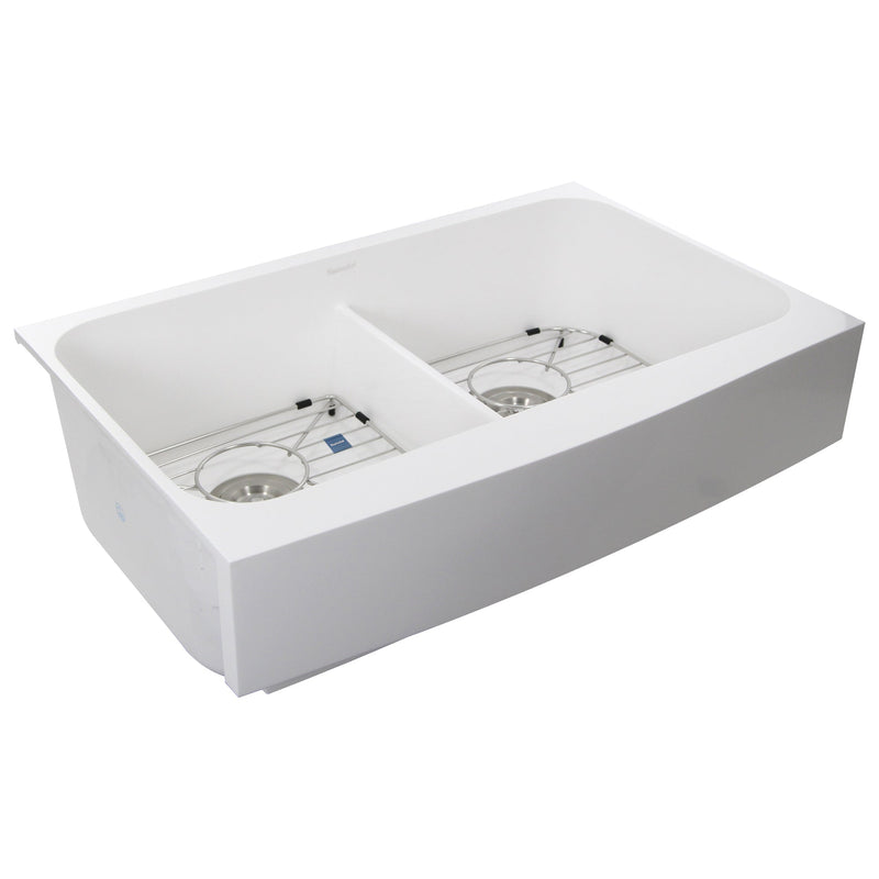 Nantucket Sinks NS-GSEZA32D Retrofit Glacierstone Double Bowl EZApron Kitchen Sink