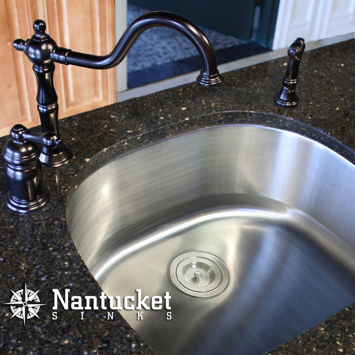 Nantucket Sinks NS03i-16 NS03i-16 Sconset 23" D-Bowl Undermount Stainless Steel Kitchen Sink, 16 Gauge