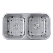 Nantucket Sinks NS10i-16 32.5 Inch Double Bowl Equal Undermount Stainless Steel Kitchen Sink, 16 Gauge