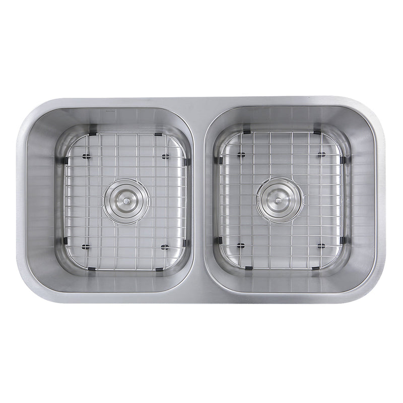 Nantucket Sinks NS10i-16 32.5 Inch Double Bowl Equal Undermount Stainless Steel Kitchen Sink, 16 Gauge