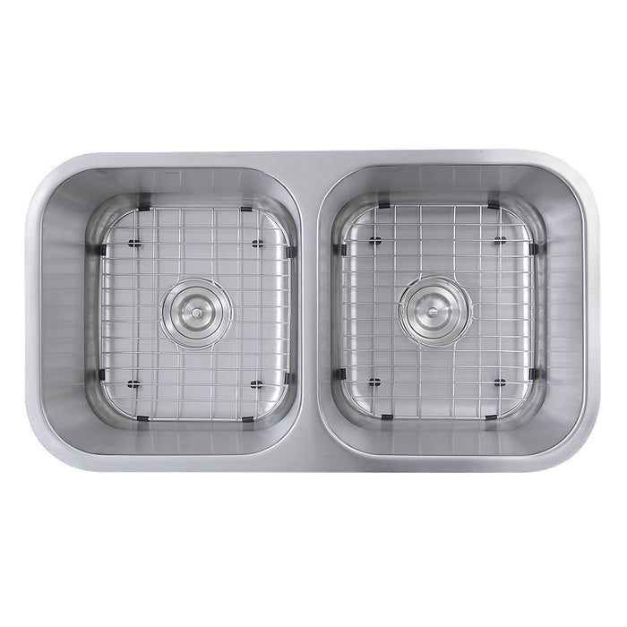 Nantucket Sinks NS10i-16 32.5 Inch Double Bowl Equal Undermount Stainless Steel Kitchen Sink, 16 Gauge