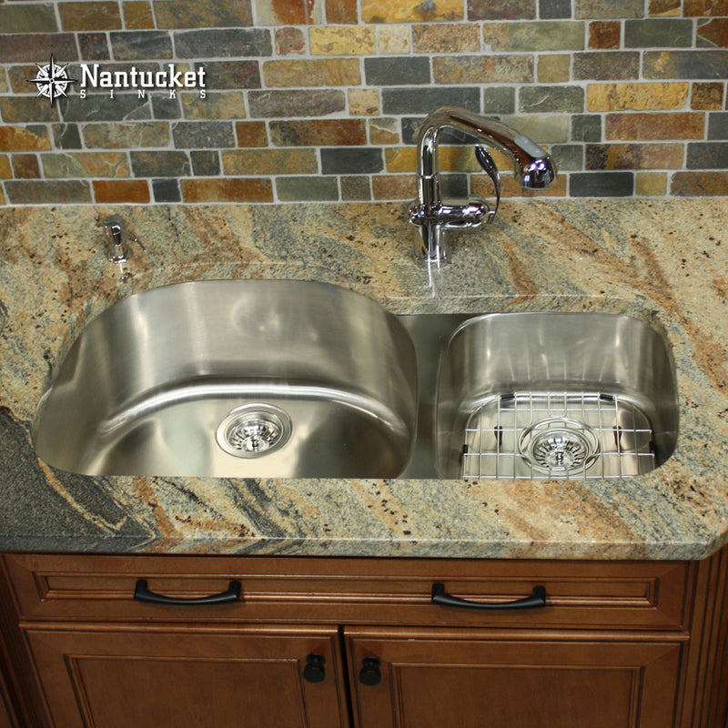 Nantucket Sinks NS3121-16 NS3121-16 - 31.5" 70/30 Double bowl Undermount Stainless Steel Kitchen Sink, 16 Gauge (image 7)