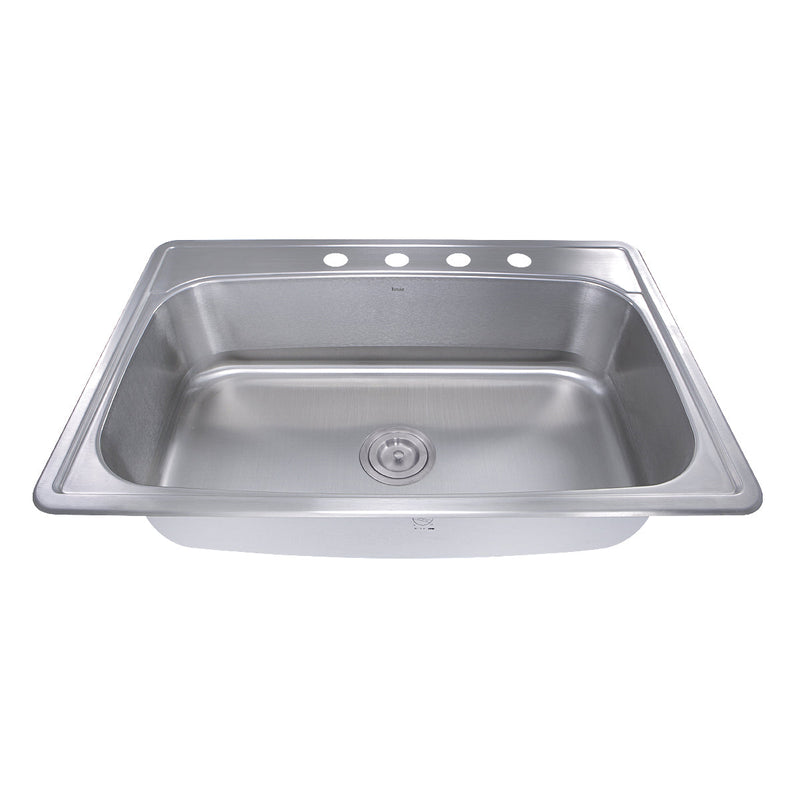 Nantucket Sinks NS3322-8 NS3322-8 33" Large Rectangle Single Bowl 18 Gauge Stainless Steel Drop In Kitchen Sink (image 5)
