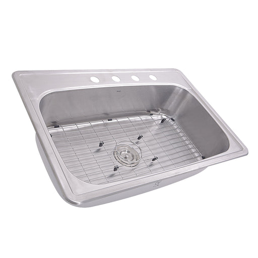 Nantucket Sinks NS3322-8 NS3322-8 33 Inch Large Rectangle Single Bowl 18 Gauge Stainless Steel Drop In Kitchen Sink