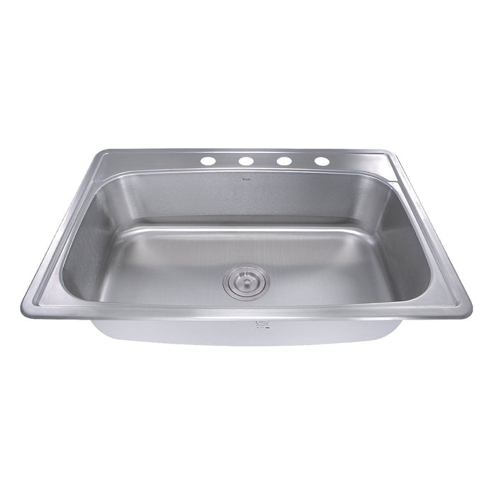 Nantucket Sinks NS3322-8 NS3322-8 33" Large Rectangle Single Bowl 18 Gauge Stainless Steel Drop In Kitchen Sink