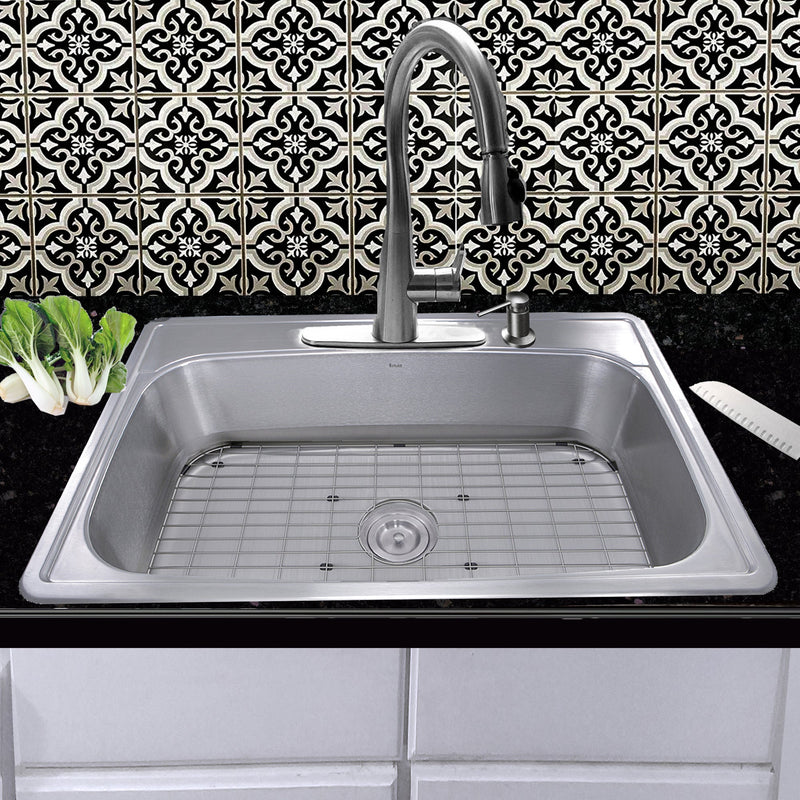 Nantucket Sinks NS3322-8 NS3322-8 33" Large Rectangle Single Bowl 18 Gauge Stainless Steel Drop In Kitchen Sink (image 6)