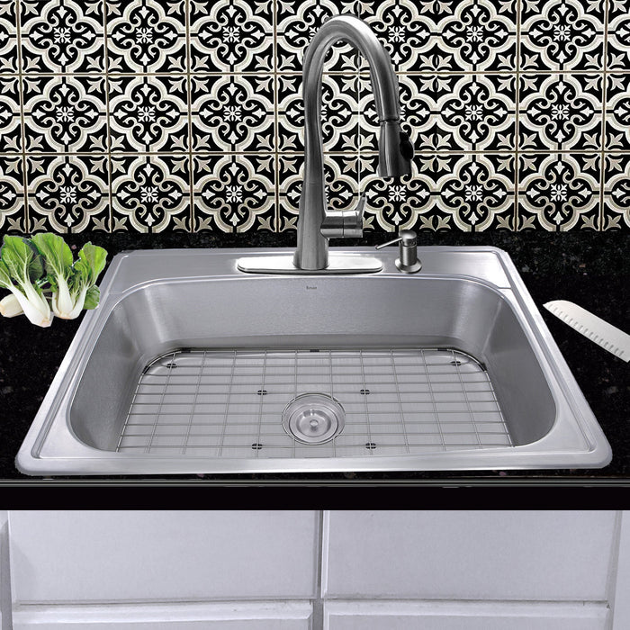 Nantucket Sinks NS3322-8 NS3322-8 33" Large Rectangle Single Bowl 18 Gauge Stainless Steel Drop In Kitchen Sink