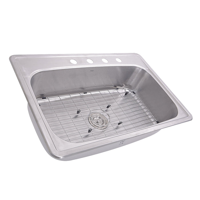 Nantucket Sinks NS3322-8 NS3322-8 33 Inch Large Rectangle Single Bowl 18 Gauge Stainless Steel Drop In Kitchen Sink