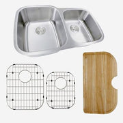 Nantucket Sinks NS503-16-CB 60/40 Double Bowl 16 Gauge Kitchen Sink with Cutting Board, Grids and Colander Drains (image 2)