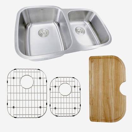 Nantucket Sinks NS503-16-CB 60/40 Double Bowl 16 Gauge Kitchen Sink with Cutting Board, Grids and Colander Drains (image 2)