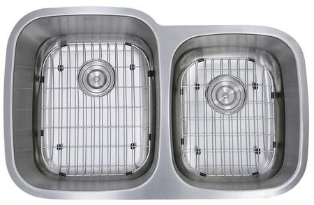 Nantucket Sinks NS503-16-CB 60/40 Double Bowl 16 Gauge Kitchen Sink with Cutting Board, Grids and Colander Drains (image 4)