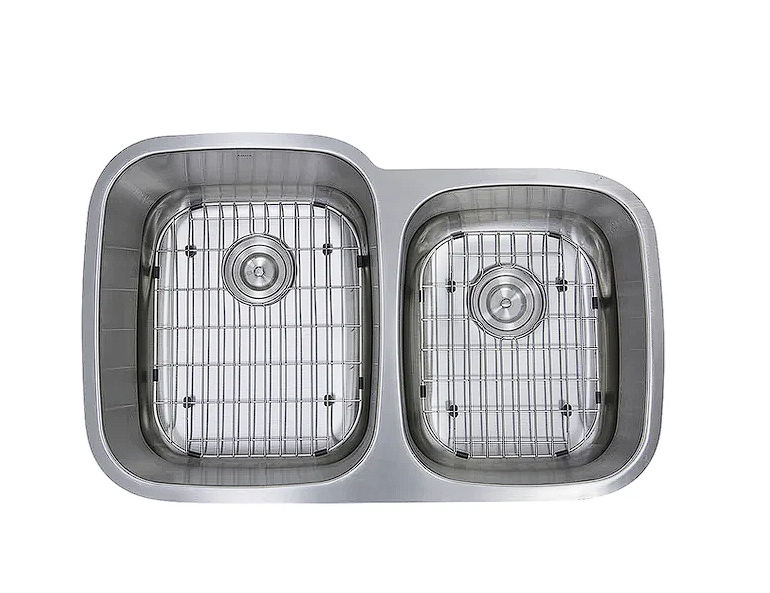 Nantucket sinks NS503-16 60/40 double bowl 16 gauge kitchen sink with grids and colander drains