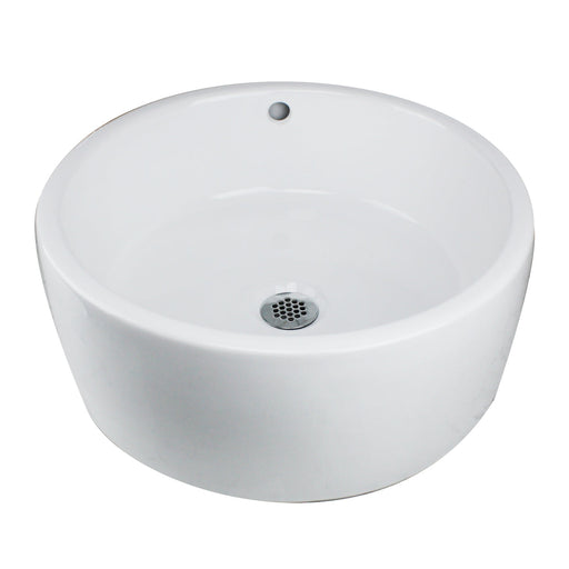 Nantucket Sinks NSV213 Round White Vessel Sink w/Overflow