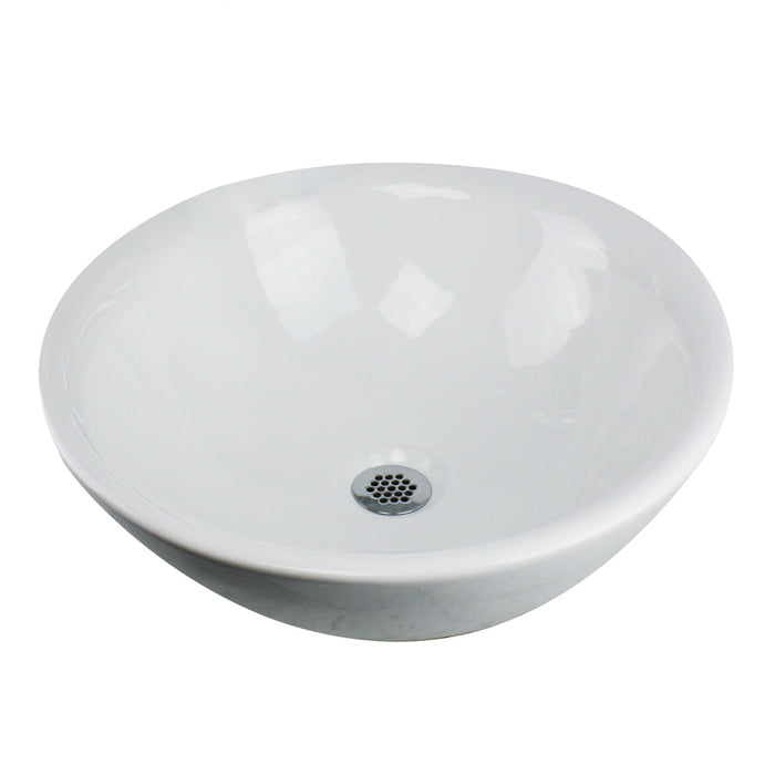 Nantucket Sinks NSV218 17" Round White Vessel Sink w/Overflow