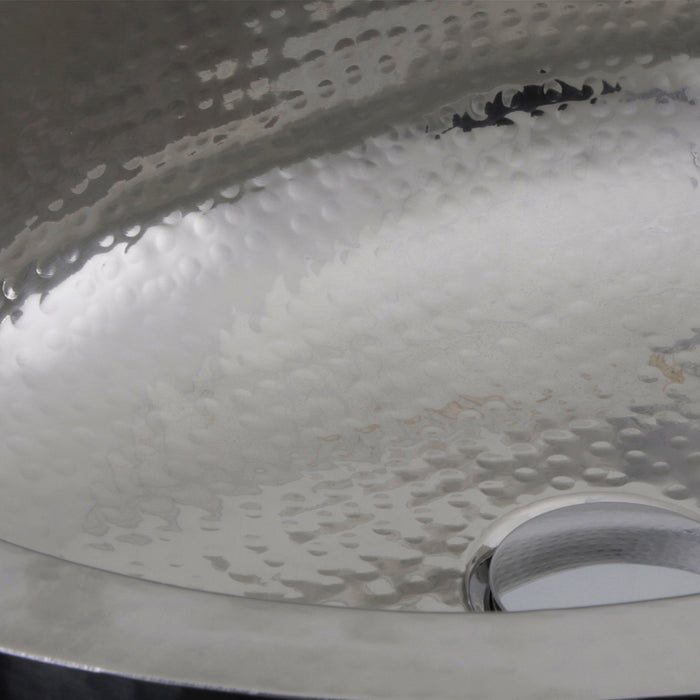 Nantucket Sinks OVS-OF 17.5" x 13.75" Hand Hammered Oval Undermount Bathroom Sink With Overflow