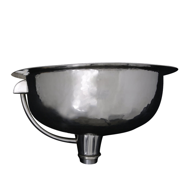 Nantucket Sinks OVS-OF 17.5" x 13.75" Hand Hammered Oval Undermount Bathroom Sink With Overflow (image 3)