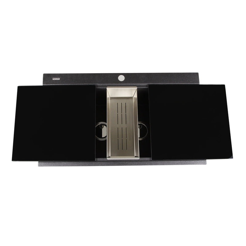 Nantucket Sinks Large Double Bowl Prep Station Toprmount Granite Composite (image 4)