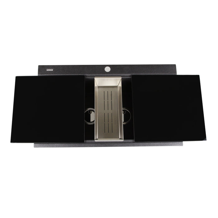 Nantucket Sinks Large Double Bowl Prep Station Toprmount Granite Composite