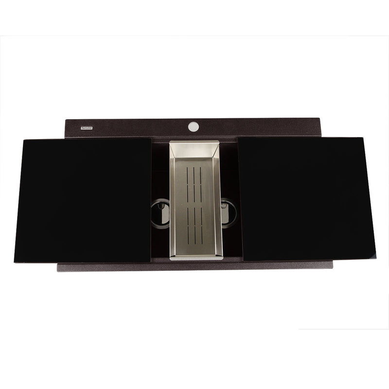 Nantucket Sinks Large Double Bowl Prep Station Toprmount Granite Composite (image 5)