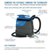 Parts and Features of sandia 50 4000 3 gallon 55 psi 2 stage spot extractor with in line heater and stainless steel upholstery tool.