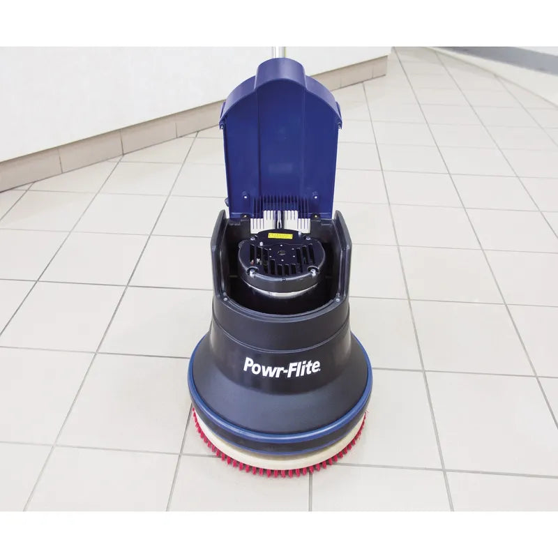 Powr-Flite Millennium Edition Floor Machine top front view with open cover.