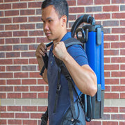 Powr Flite Pro Lite Backpack Vacuum 4 qt BP4S adjusting backpack vacuum harness outside.