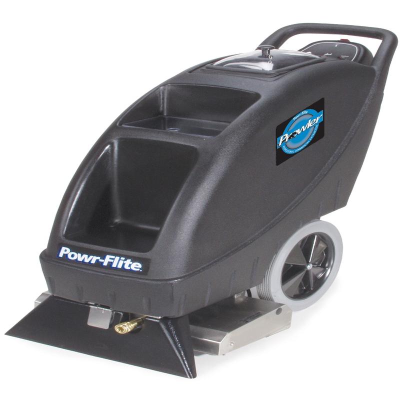 Powr-Flite Prowler 9 Gallon Self Contained Carpet Extractor front view nozzle.