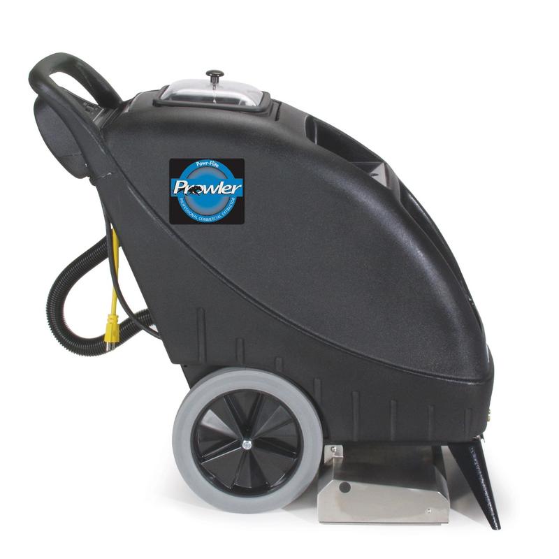 Powr-Flite Prowler 9 Gallon Self Contained Carpet Extractor side profile machine body.
