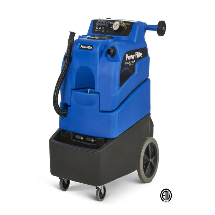 Powr-Flite Pulsar Delta angled view blue carpet extractor.