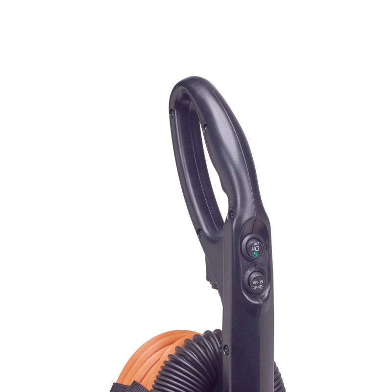 Powr Flite Rigel Deluxe Upright Vacuum w Onboard Tools PV130 W14 U full upright vacuum with brand labels.