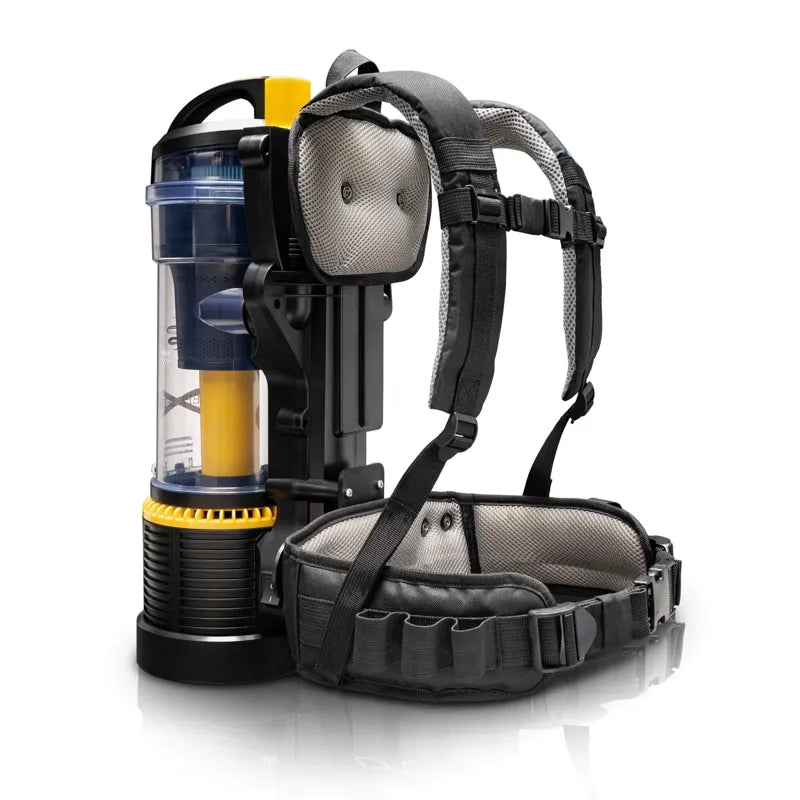 Prolux 2.0 Commercial Bagless Upright Backpack Vacuum backpack harness side view.
