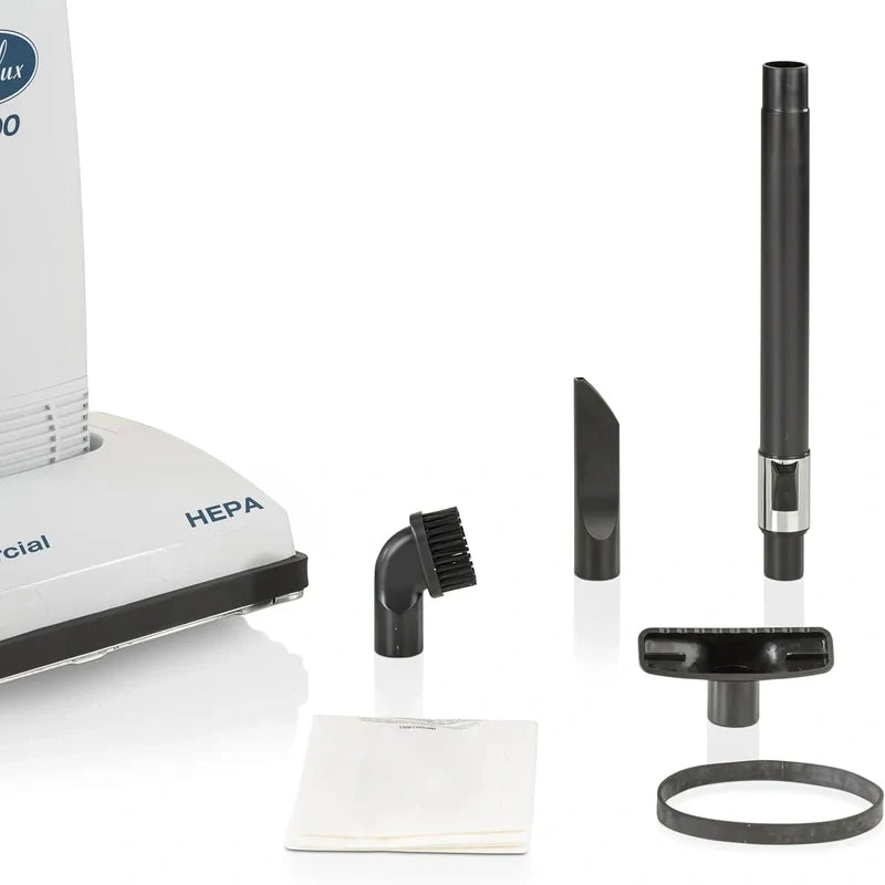 Prolux 6000 commercial upright vacuum with attachments.