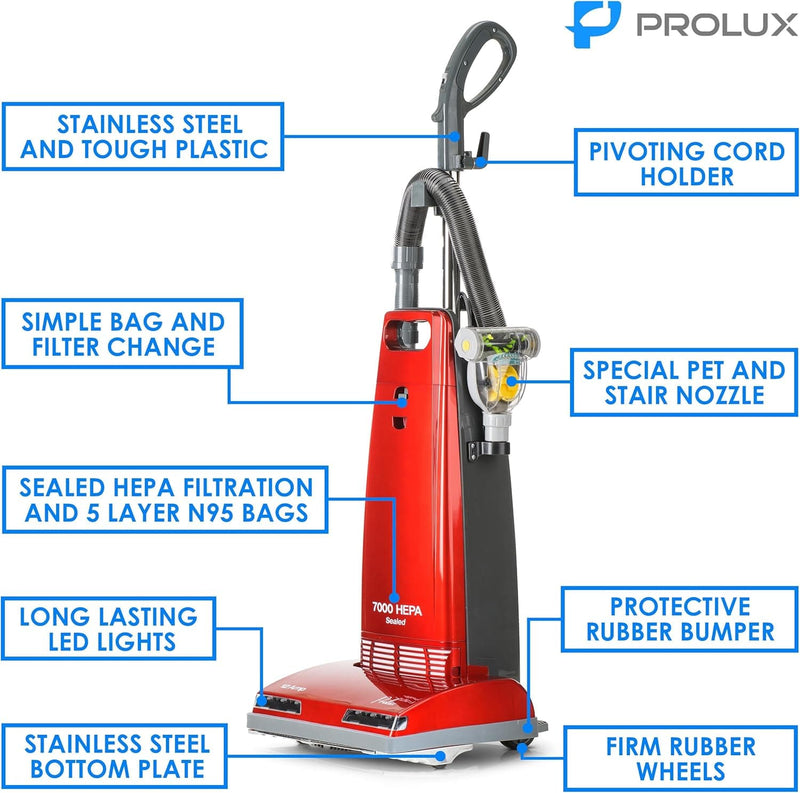 Prolux 7000 Upright Sealed HEPA Vacuum with on board tools