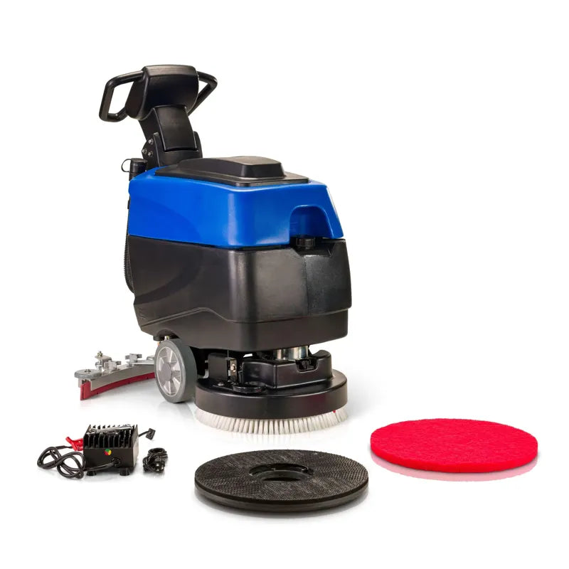 Prolux C460S 18 inch cordless commercial walk behind floor cleaner scrubber buffer with accessories.