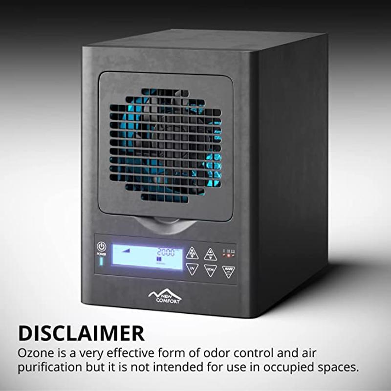 Prolux Comfort 6 Stage Ozone Generating Air Purifier front view with blue light.