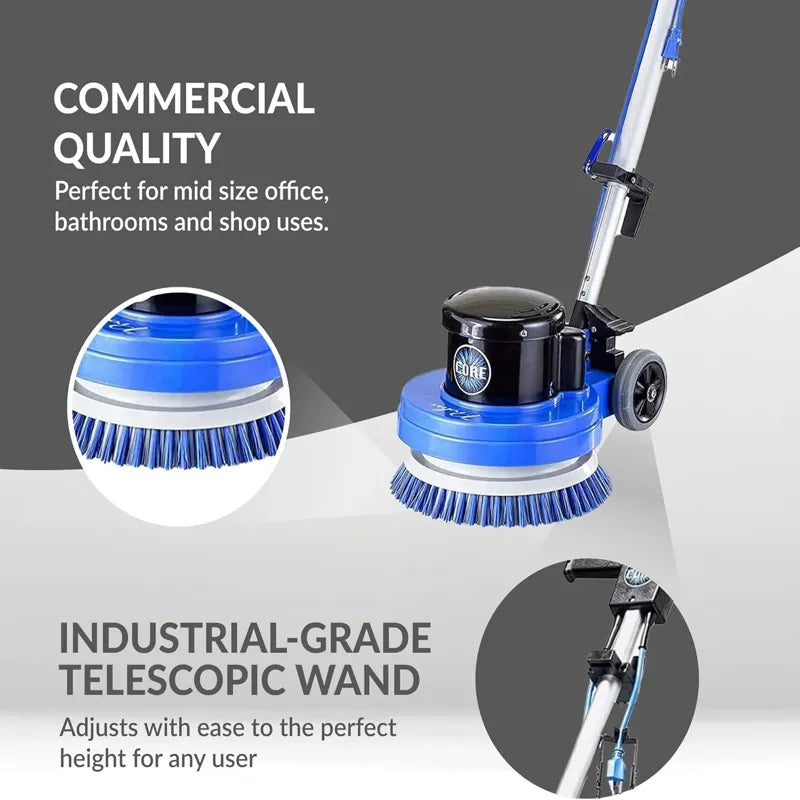 Prolux Core 13 Heavy Duty Commercial Polisher Floor Buffer Machine Scrubber and 5 Pads commercial quality industrial grade telescopic wand.