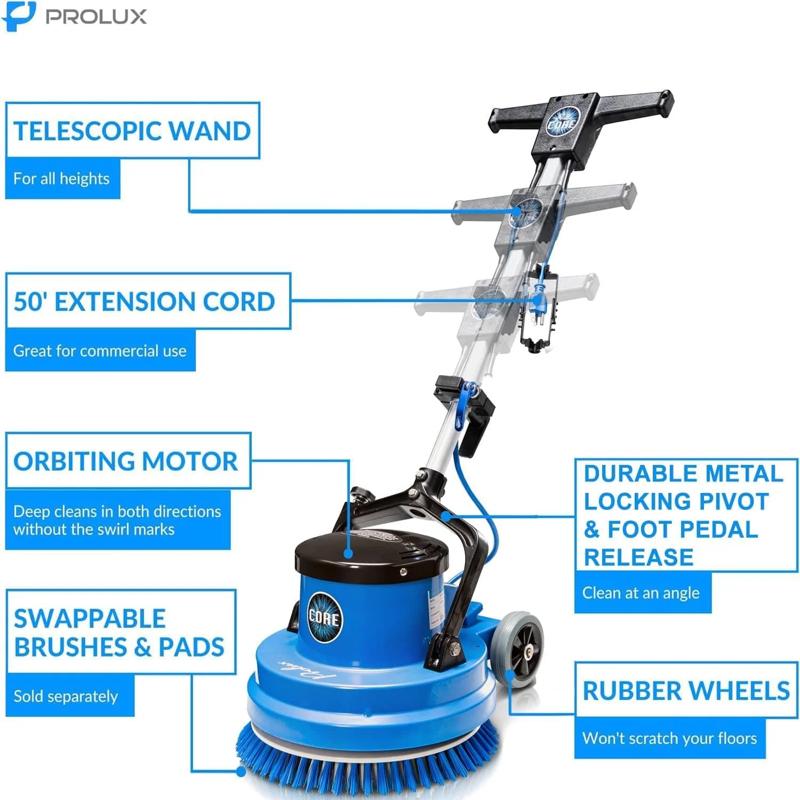 Prolux Core 15in commercial polisher telescopic wand and pivot.