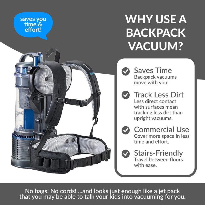 Prolux Lightweight 2.0 Bagless Upright Backpack Vacuum w/ Electric Powerhead Kit