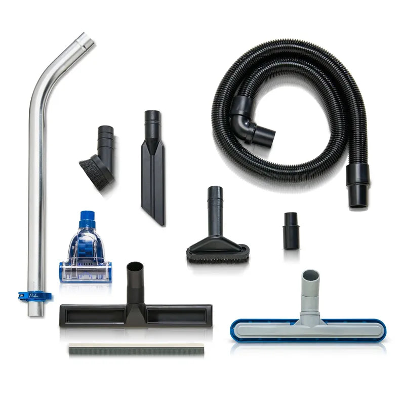 Prolux Lightweight 2.0 Bagless Upright Backpack Vacuum accessories layout.