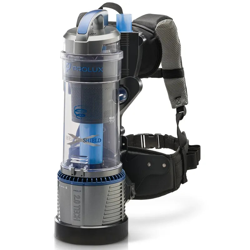 Prolux Lightweight 2.0 Bagless Upright Backpack Vacuum side view.