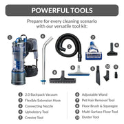 Prolux Lightweight 2.0 Bagless Upright Backpack Vacuum tool kit accessories.