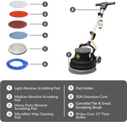 Prolux PLC13L 13" Heavy Duty Commercial Polisher Floor Buffer Machine Scrubber and 5 Pads