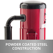 Prolux PLCCV12K Central Vacuum Power Unit feature highlights with annotations.