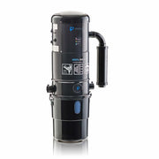 Prolux PLCCV12K central vacuum unit angled view with labels.