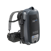 Prolux PLCX8E Backpack Vacuum Canister side view showing harness and attachments.